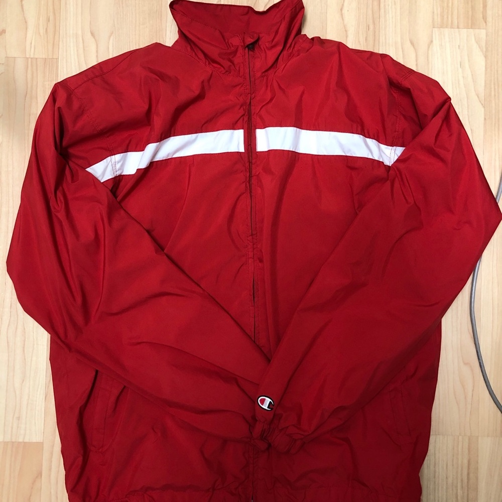 red vintage champion windbreaker